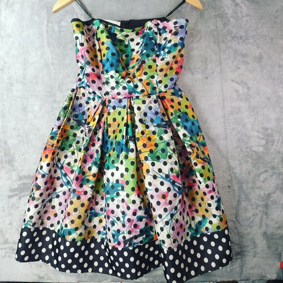 Corey Lynn Calter by Anthropologie Dresses & Skirts - Corey Lynn Calter Women’s Dress 4P Multicolor Polka Dot Strapless Fit Flare Art